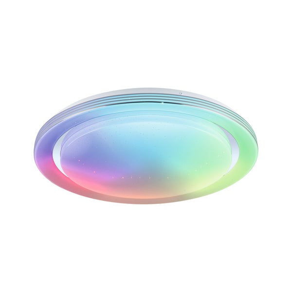 LED Deckenleuchte Rainbow mit Regenbogeneffekt RGBW+ 2800lm 230V 38,5W dimmbar Chrom, Weiß