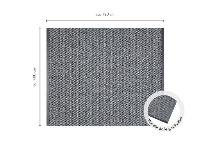 Teppich circa 120 mal 400 Zentimeter als Rollenware