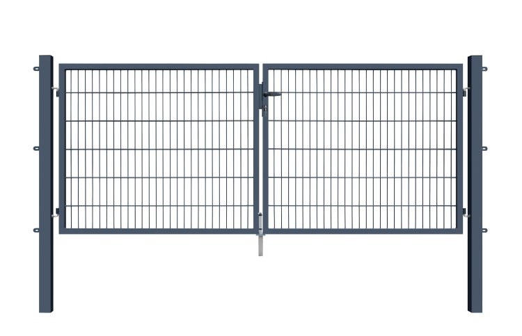 Doppeltor aus Metall mit Schloss