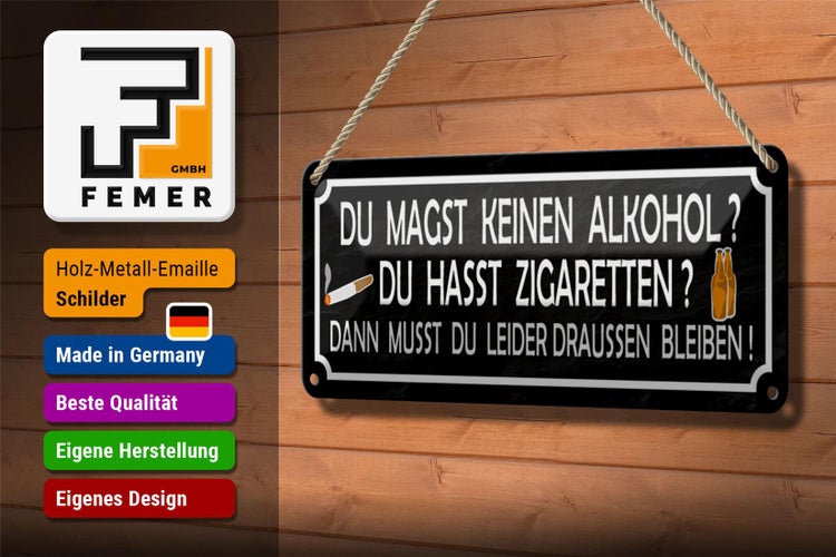 Blechschild Spruch 27x10cm du magst keinen du hasst Dekoration