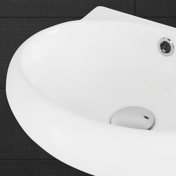 ML-Design Waschbecken aus Keramik in Weiß, 43x28x15 cm, Oval, klein, Hahnloch rechts, Wandmontage oder Aufsatzwaschbecken, Moderne Waschtisch Waschschale Waschplatz Handwaschbecken, für Badezimmer