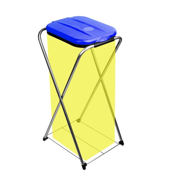BigDean Müllsackständer EasyFix BLAU 120L - Müllbeutelhalter mit Gitterboden - Müllsackhalter Metall Mülltütenhalter Gelber Sack Ständer