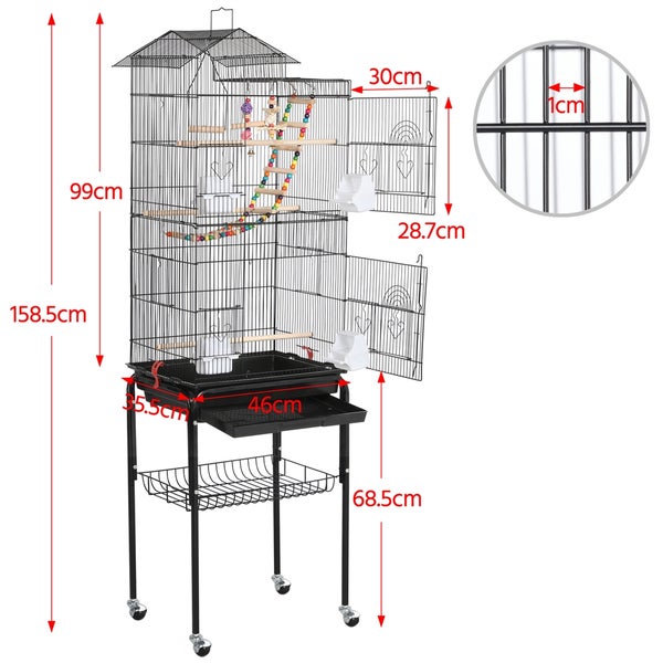 Yaheetech Vogelkäfig mit Ständer , Schwarz