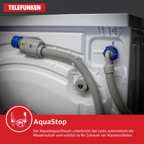 Telefunken Waschmaschine 10kg 1400 U/Min. Dampffunktion Auto-Dosierung Inverter Motor AquaStop W-10-1400-A-W