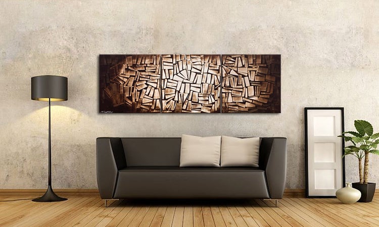 Das Wandbild -Golden Deep- 180x60x2 cm handgemaltes Unikat