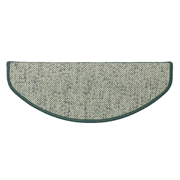 FLOORDIREKT Stufenmatte Sabang - Sisaloptik - Gekettelter Rand & Selbstklebend - Grün - 19 x 56 cm - Halbrund