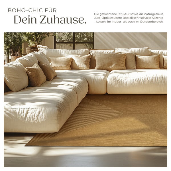 Geflochtener Teppich tectake strapazierfähig und pflegeleicht verschiedene Größen 200 x 290 cm