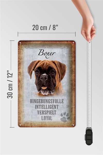 Blechschild Spruch 20x30cm Boxer Hund intelligent Schild