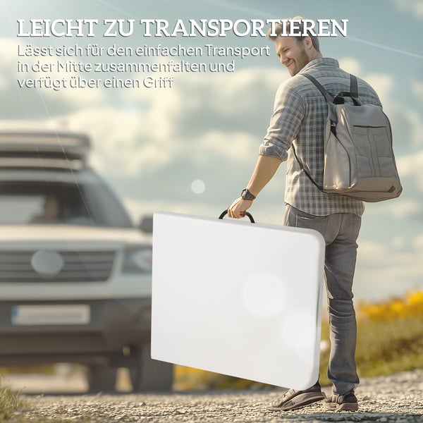 Outsunny Bierzeltgarnitur Klappbar 3-teiliges Set Campingtisch, 2 Bierbank mit Tragegriff, Festzeltgarnitur Biertischgarnitur für Balkon, Garten, Partyzelt 180 x 74 x 74 cm