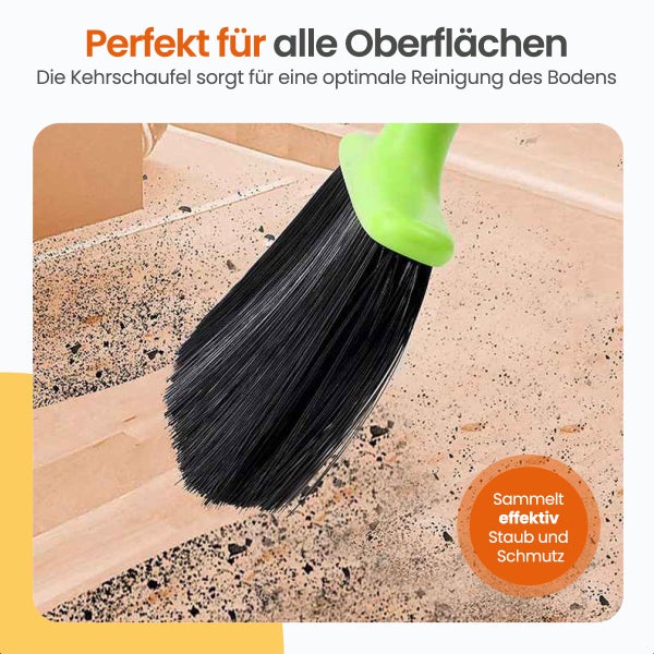 Goliving Kehrschaufel und Bürste mit langem Stiel - Verstellbar 110-127cm - Hausbesen - Kehrschaufel und Bürste am Stiel - Schwarz und grün
