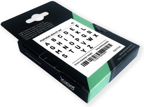 QBIX Buchstabenschablonen Set - 10 x 8,5cm - Komplettes Alphabet - Buchstaben sind 5cm hoch - runde Schrift - Horeca - Menütafeln