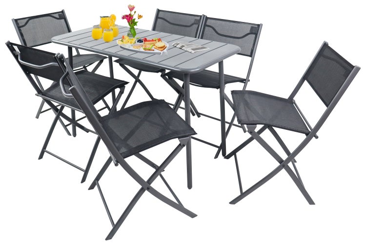 7 tlg. Bistroset Balkonset Gartenset Metall Sumila