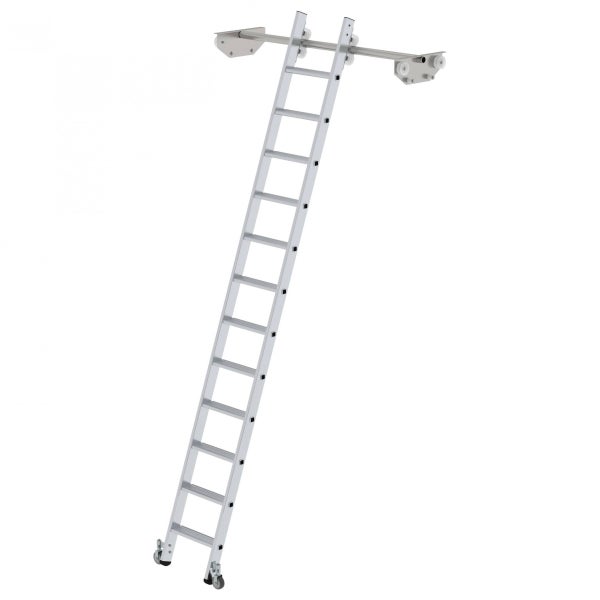 Rollbare Bibliotheksleiter aus Metall mit Befestigungssystem