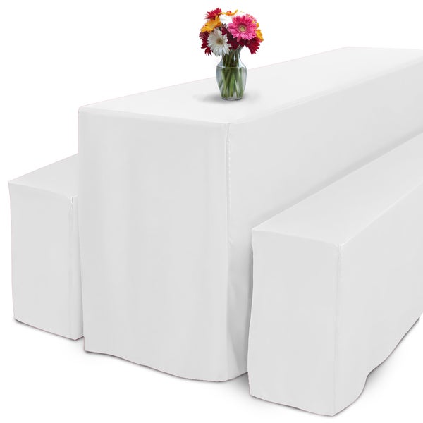 Festzeltgarnitur mit Hussen und Blumenvase