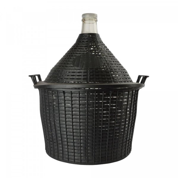 Glasballon mit Kunststoffkorb