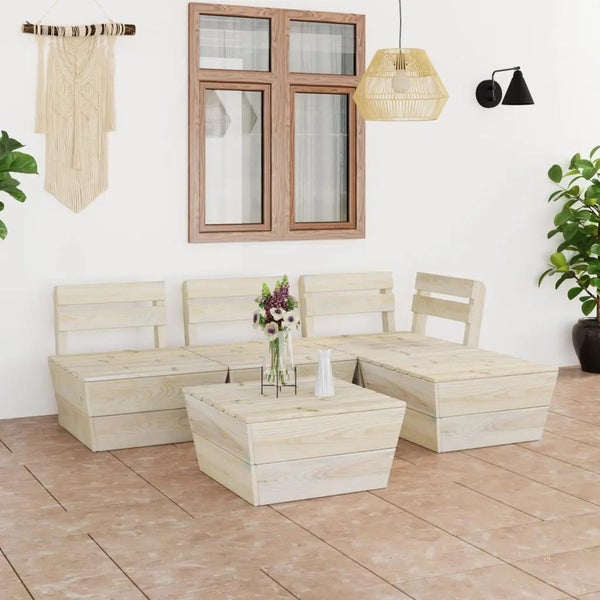 5-tlg. Garten-Paletten-Lounge-Set Imprägniertes Fichtenholz