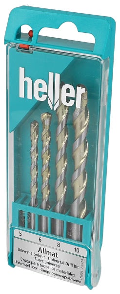 Heller Allmat Universalbohrer-Set, 4-teilig, Größen 5, 6, 8 und 10 Millimeter in einer Kunststoffkassette.