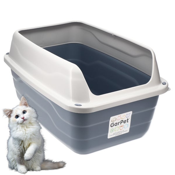 XXL Extra hohe Katzentoilette offene Katzenklo mit hohem Rand Jumbo Schalentoilette groß ohne Deckel hygenisch Katzen WC