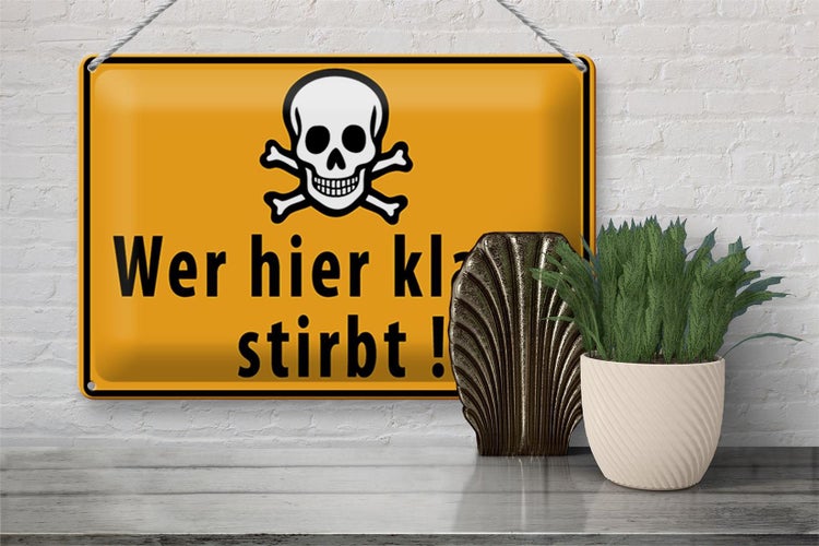 Blechschild Spruch 30x20cm wer hier klaut stirbt Totenkopf