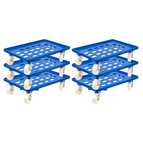 PROREGAL Transportroller für Euroboxen 60 x 40 cm mit Kunststoffräder Blau Gitter/Rasterdeck 4 Lenkrollen Traglast 300 kg