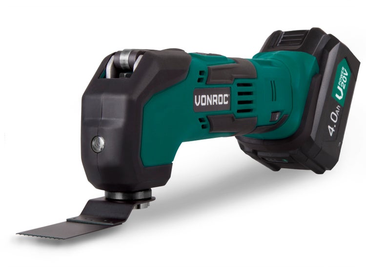 VONROC Akku-Multiwerkzeug 20V, Komplettset mit 1x 4.0Ah Akku, Schnellladegerät, Zubehör und Aufbewahrungstasche