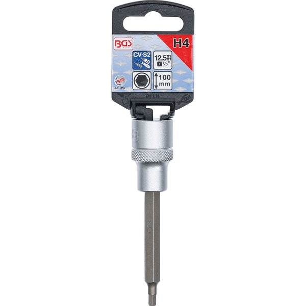 BGS Bit-Einsatz Länge 100 mm Antrieb Innenvierkant 12,5 mm (1/2) Innensechskant 4 mm - 4259
