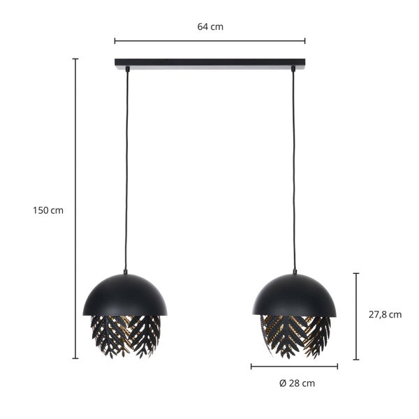 Lucande Pendelleuchte Aparas (Design, Modern) in Schwarz aus Metall (2 flammig E27) - Design-Hängeleuchte Esstischlampe Hängelampe Hängeleuchte Wohnzimmerleuchte