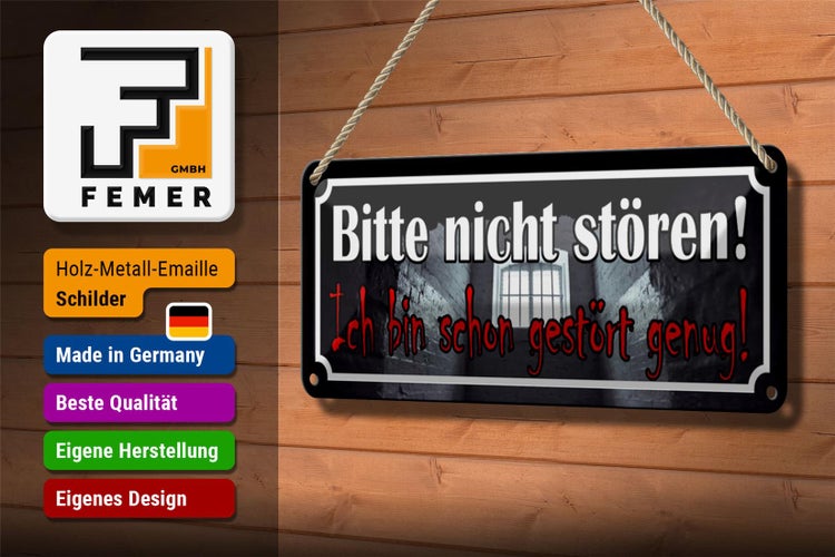 Blechschild Spruch 27x10cm nicht stören bin schon gestört Dekoration