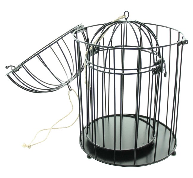 FRANK FLECHTWAREN | Dekokäfig Gabbia, 2er Set, METALL, BAUMWOLLE, 14 x 14,5 x 24 cm, 19 x 19,5 x 32 cm