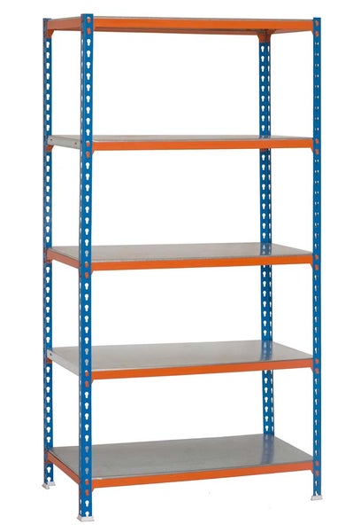 PROREGAL Schwerlastregal Metal Shark HxBxT 180 x 90 x 40 cm Fachlast 180 kg Blau-Orange