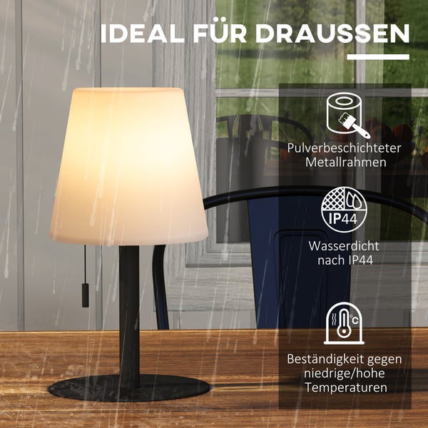 Outsunny Tischlampe Aufladbar USB LED Tischleuchte Nachttischlampe Dimmbar Schreibtischlampe, IP44 Wasserdicht, für Indoor, Outdoor, Schwarz+Weiß