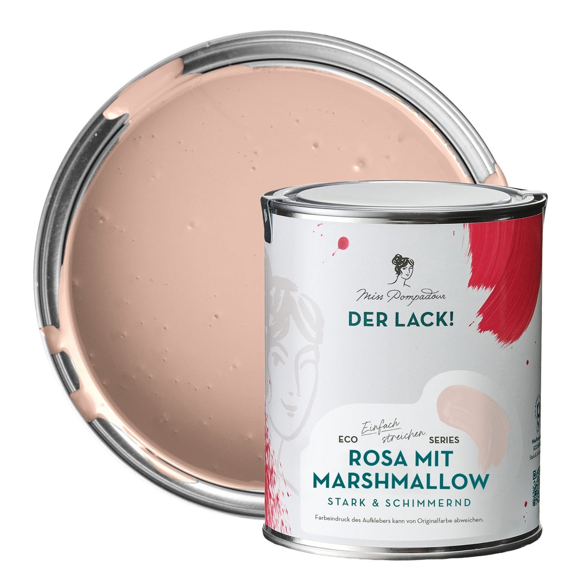 MissPompadour seidenmatte Holzfarbe - Rosa mit Marshmallow - 1 L, Möbelfarbe ohne Schleifen - Farbe für Holz, Metall, Kunststoff - Holzlack, Möbellack schnelltrocknend mit hoher Deckkraft