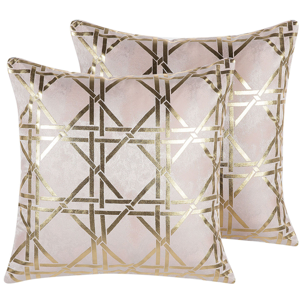 Dekokissen 2er Set CASSIA 45 x 45 cm Rosa Geometrisches Muster