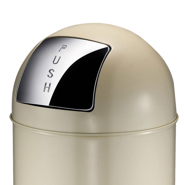 PROREGAL Abfallbehälter Mit Pushdeckel & Inneneimer Aus Metall 40 Liter HxBxT 74 x 34 x 34 cm Creme