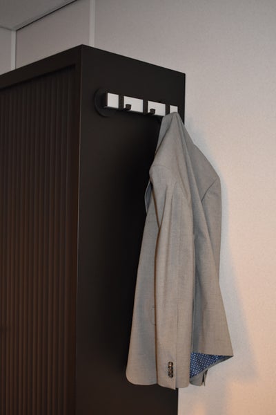 PROREGAL Magnetische Wandgarderobe Mit 3 Haken HxBxT 10x8x30 cm Schwarz & Silber