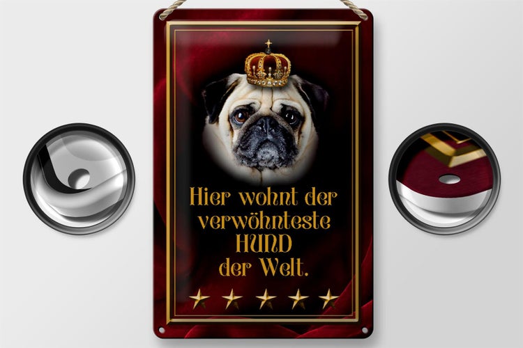 Blechschild Spruch 20x30cm hier wohnt Hund der Welt