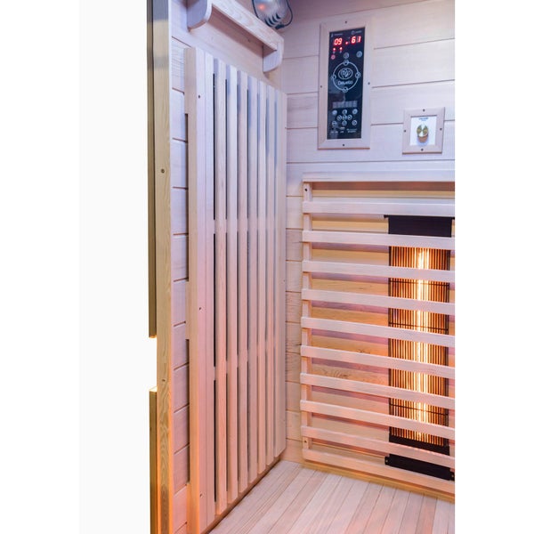 Dewello® Infrarotkabine Infrarotsauna KINGSTON 90cm x 90cm inkl. 3 Vollspektrumstrahler, 4 Karbonstrahler, Farblicht,LED