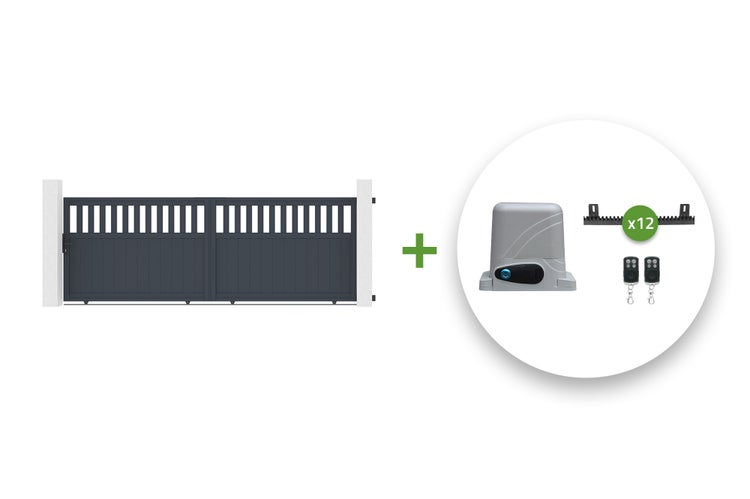 Schiebetor mit Antrieb, Zahnstange und Handsender