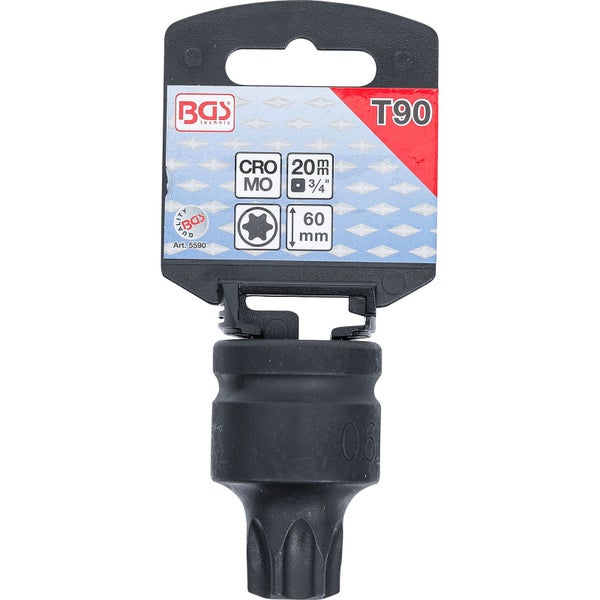 BGS Kraft-Bit-Einsatz Antrieb Innenvierkant 20 mm (3/4) T-Profil (für Torx) T90 - 5590