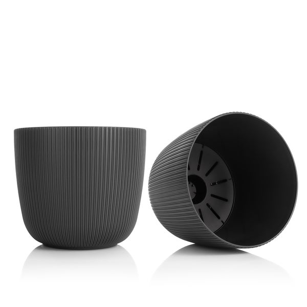 BigDean 5 Stück Blumentopf rund Übertopf Ø15 x H13 cm 1,8L Volumen – wetterfester Pflanztopf – mit Drainage-System aus bruchsicherem Kunststoff – Indoor + Outdoor geeigent – Made in Europe