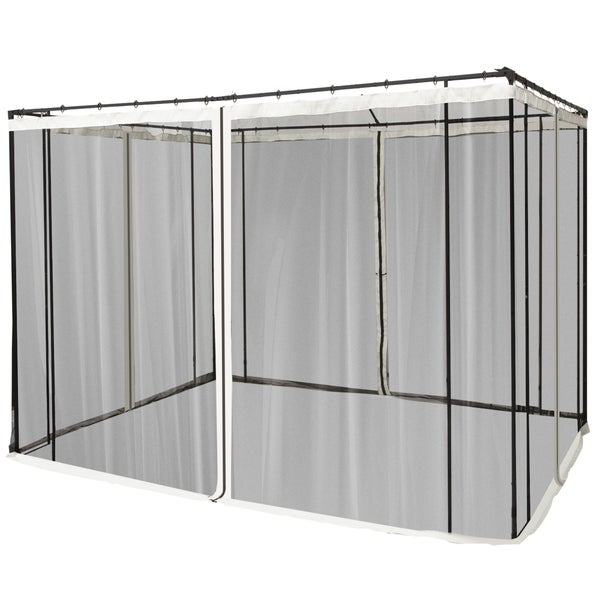 Outsunny Moskitonetz für 3x3 Pavillon, 4 Seitenteile Fliegennetz mit Haken, 302L x 207H cm, Nylon-Mesh, Schwarz