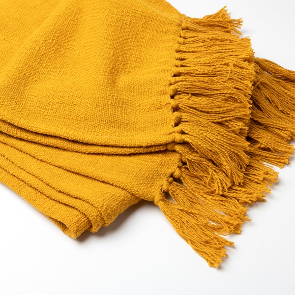 JUNE - Wohndecke 140x180 cm - 100% Baumwolle - Golden Glow - gelb