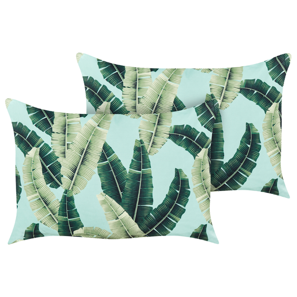 Gartenkissen 2er Set BOISSANO Pflanzenmuster 40 x 60 cm Grün