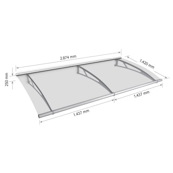 Vordach erweiterbar Vordachsystem Edelstahl Acrylglas Überdachung Türdach -  Basismodul. klar
