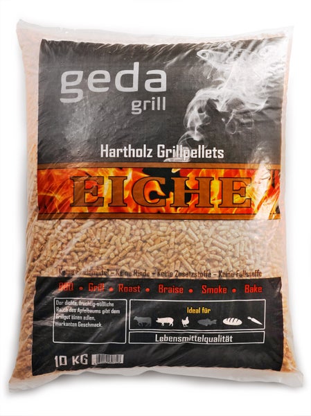 GEDA Grill Hartholz Pellets Eiche, Grillpellets für Pelletsmoker, Pizzaofen, Grill und Räucherofen