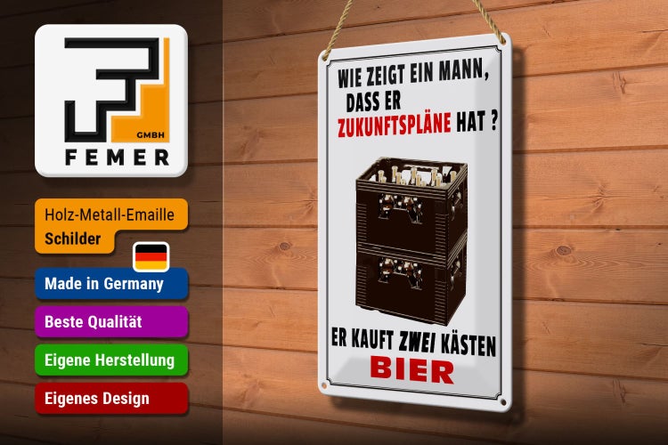 Blechschild Spruch 20x30cm wie zeigt ein Mann Zukunftspläne