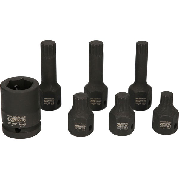 KS TOOLS 1/2 Spezial-Kraft-Bit-Stecknuss-Satz Vielzahn 7tlg. M14-M18 - 515.1160