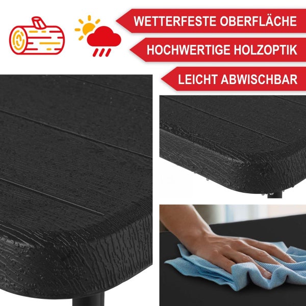 Produkteigenschaften: Wetterfeste Oberfläche, hochwertige Holzoptik und leicht abwischbar.