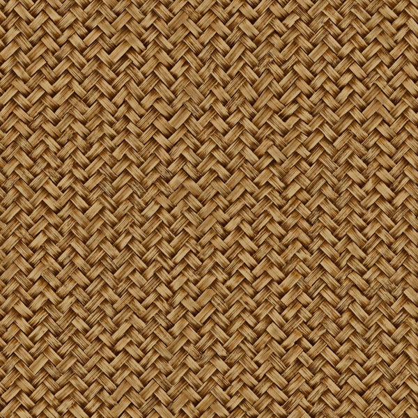 Dekoratives Interieur mit Rattansessel, Beistelltisch und Rattanmustertapete