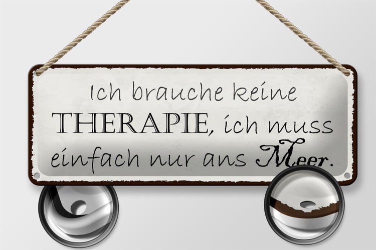 Blechschild Spruch 27x10cm ich muss einfach nur ans Meer Dekoration